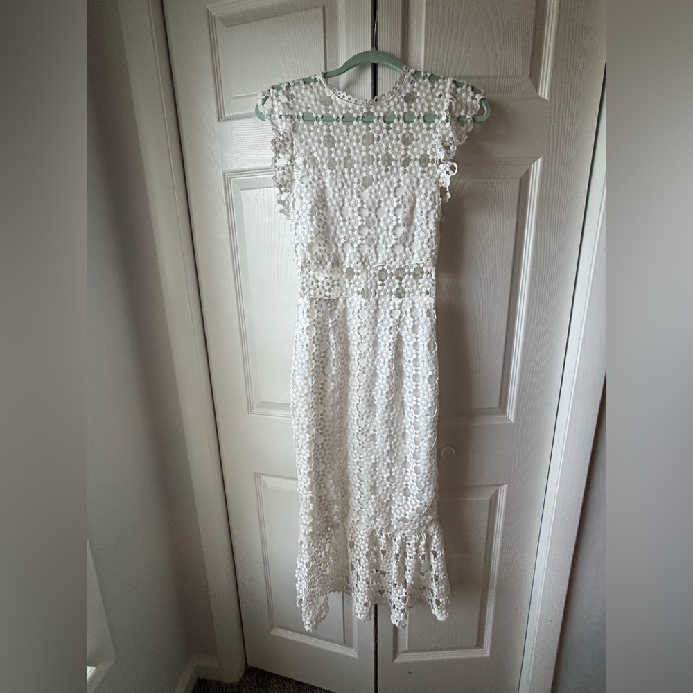 Petal & Pup Crochet White Lace Midi Dress - Picture 7 of 8